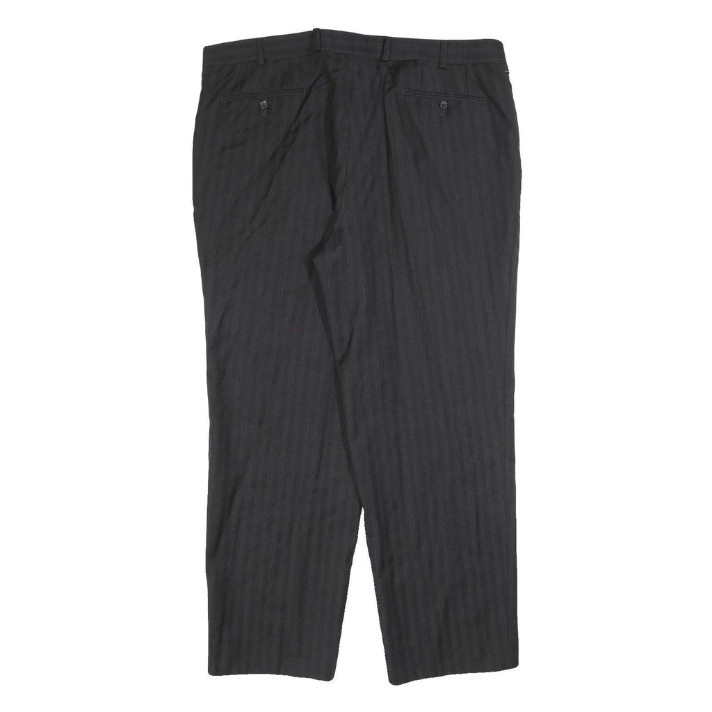 Mens Wool Grey Regular Straight Trousers W40 L30 Formal Workwear Zip Closure