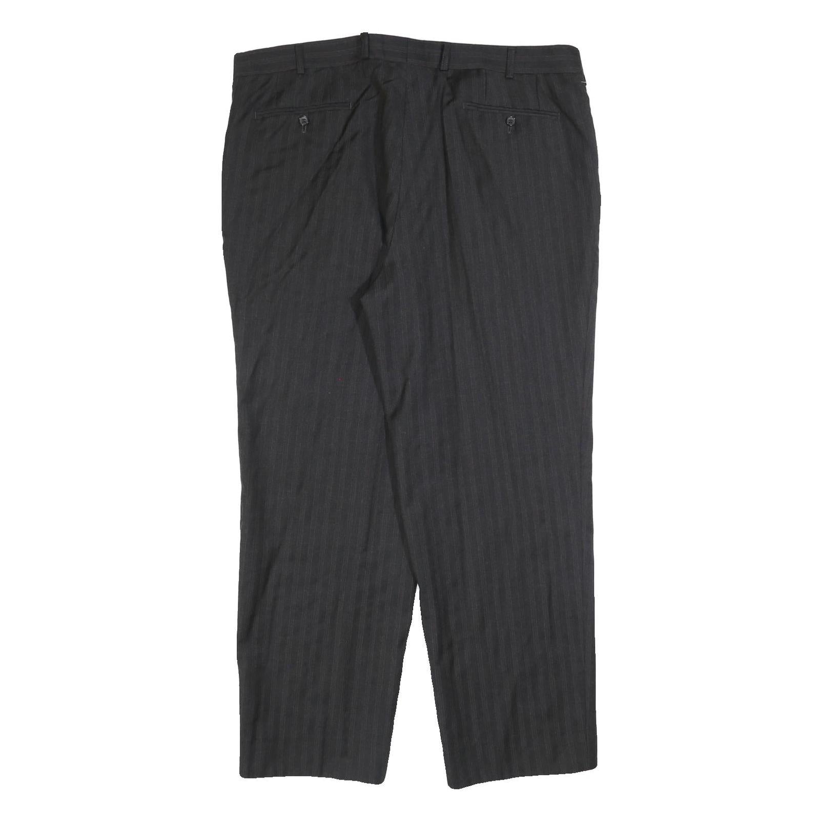 Mens Wool Grey Regular Straight Trousers W40 L30 Formal Workwear Zip Closure
