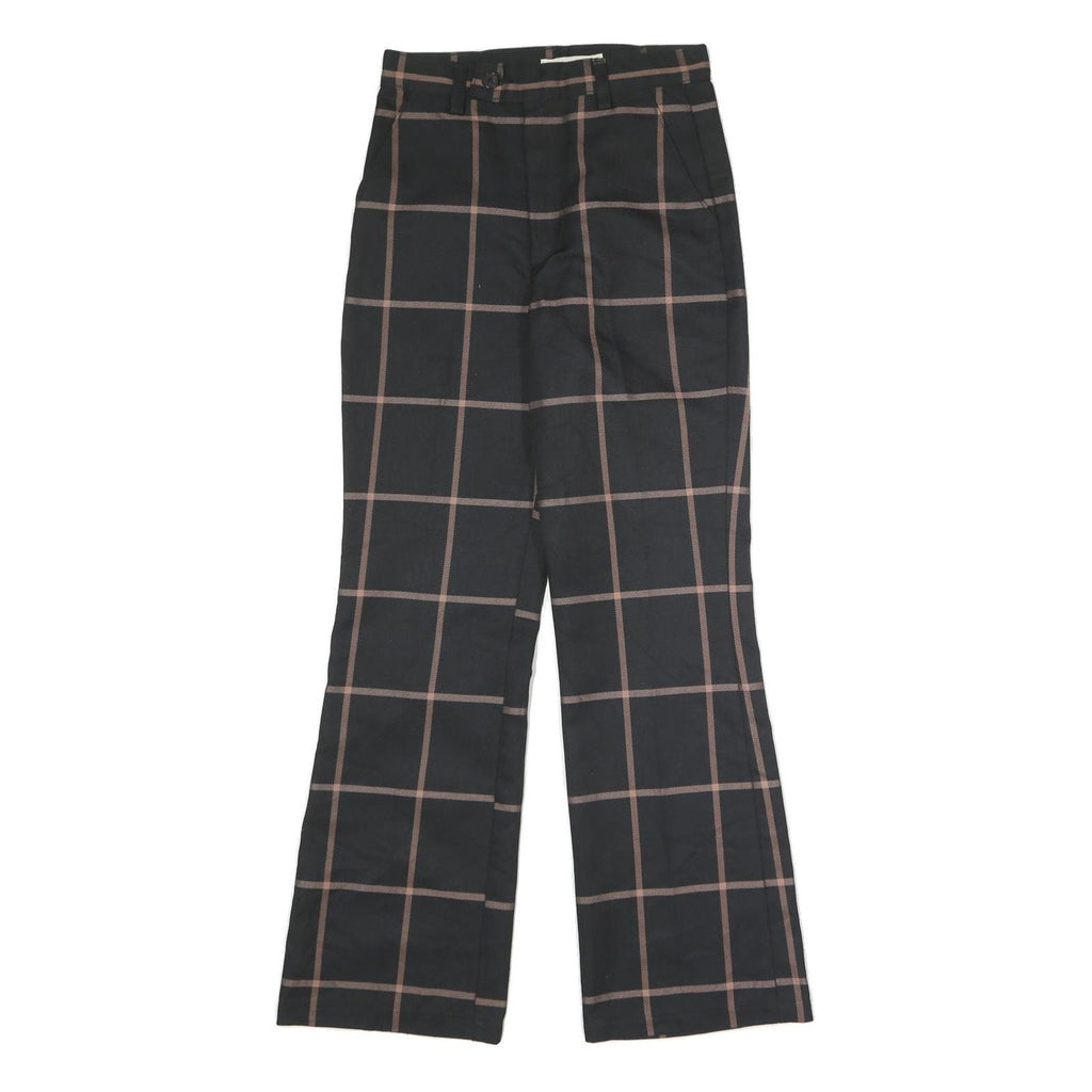 LEVI'S Womens Wool Blend Black & Brown Check Relaxed Straight Trousers W26 L28