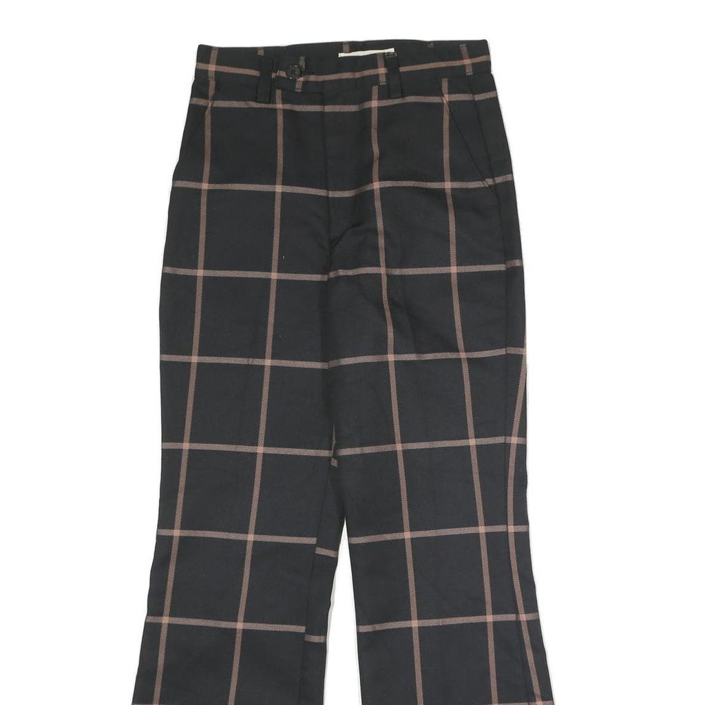 LEVI'S Womens Wool Blend Black & Brown Check Relaxed Straight Trousers W26 L28