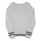 TOMMY HILFIGER Womens Grey Blue Argyle Pattern Button Up Cable Knit Uk 18 Jumper