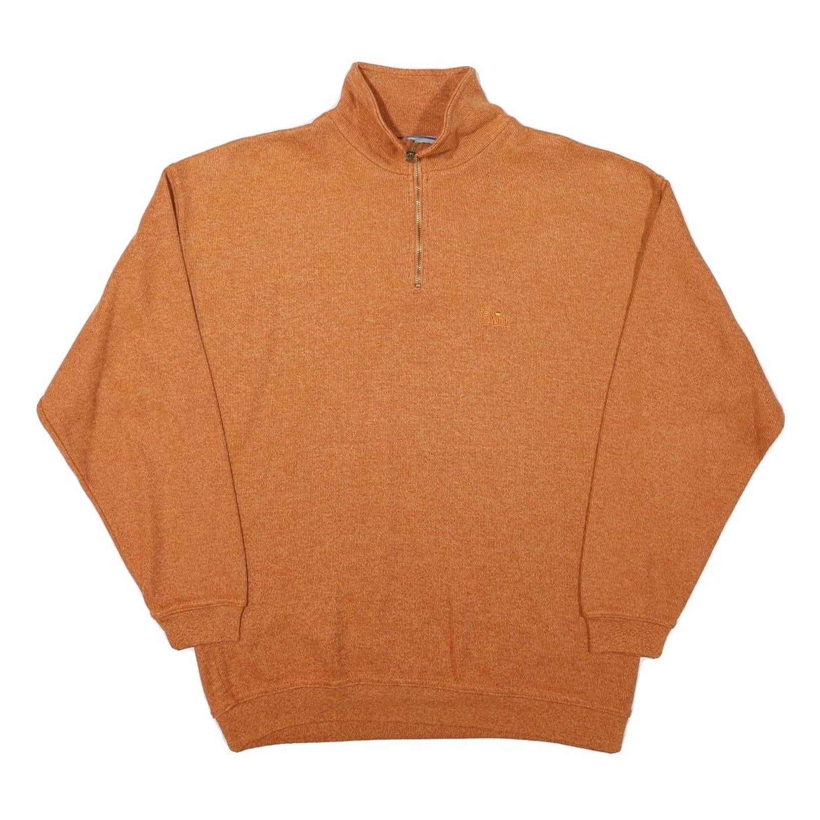 WIND Mens Orange Plain Pullover Jumper Crew Neck Basic Knit Size S