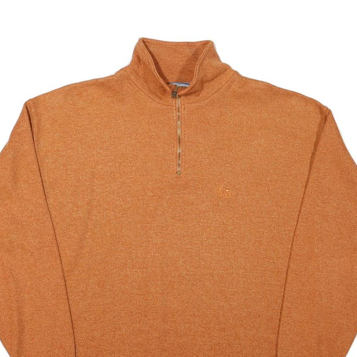 WIND Mens Orange Plain Pullover Jumper Crew Neck Basic Knit Size S