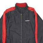 TIMBERLAND Mens Black & Red Zip Jacket XL Nylon Weathergear Logo Windbreaker