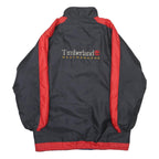 TIMBERLAND Mens Black & Red Zip Jacket XL Nylon Weathergear Logo Windbreaker