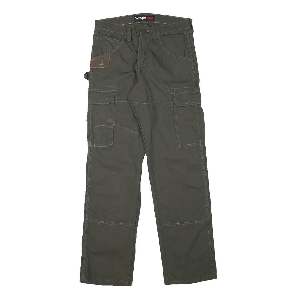 WRANGLER Mens Cotton Blend Grey Cargo Workwear Regular Fit Trousers W30 L33