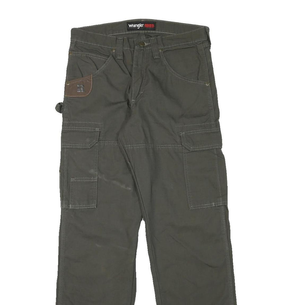 WRANGLER Mens Cotton Blend Grey Cargo Workwear Regular Fit Trousers W30 L33