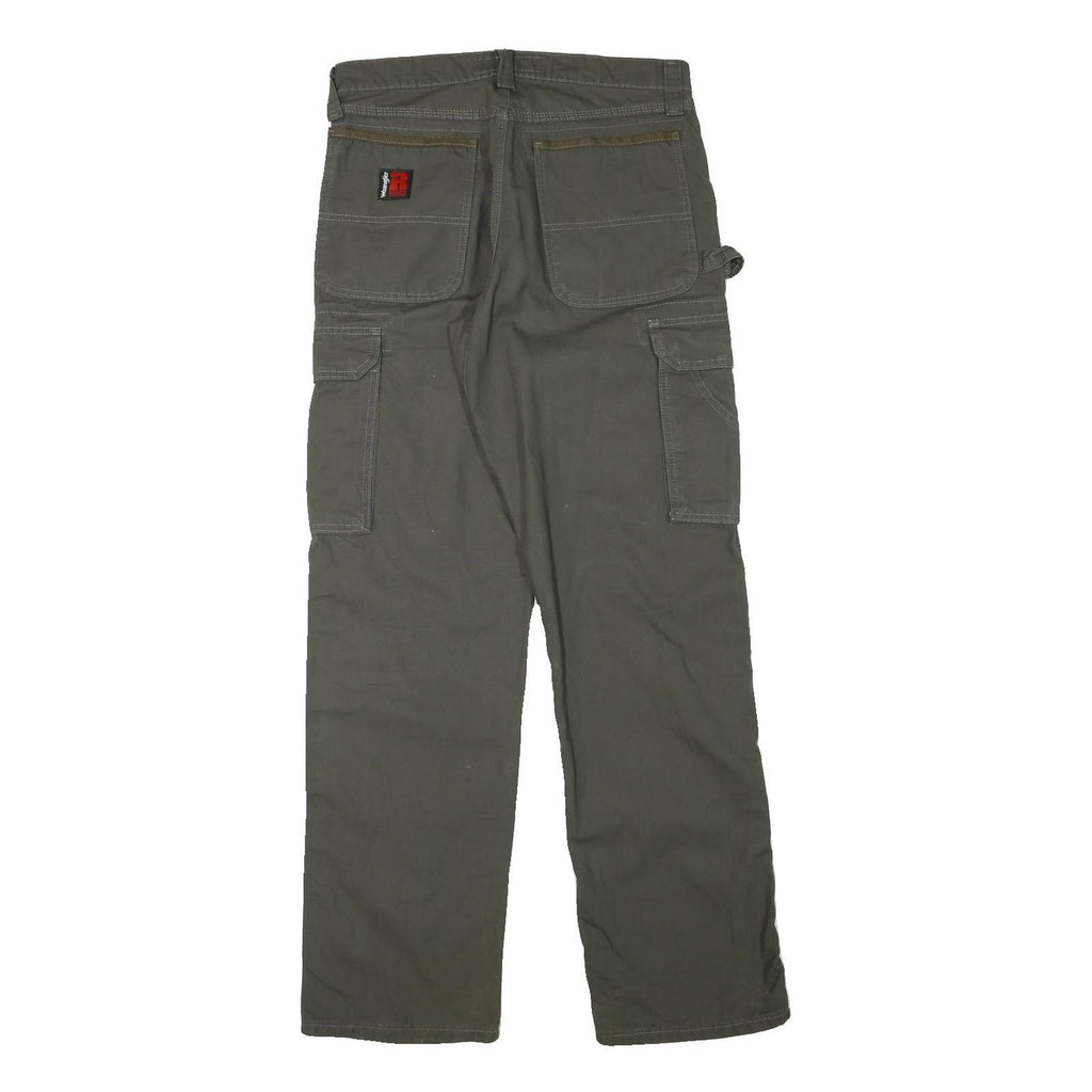 WRANGLER Mens Cotton Blend Grey Cargo Workwear Regular Fit Trousers W30 L33