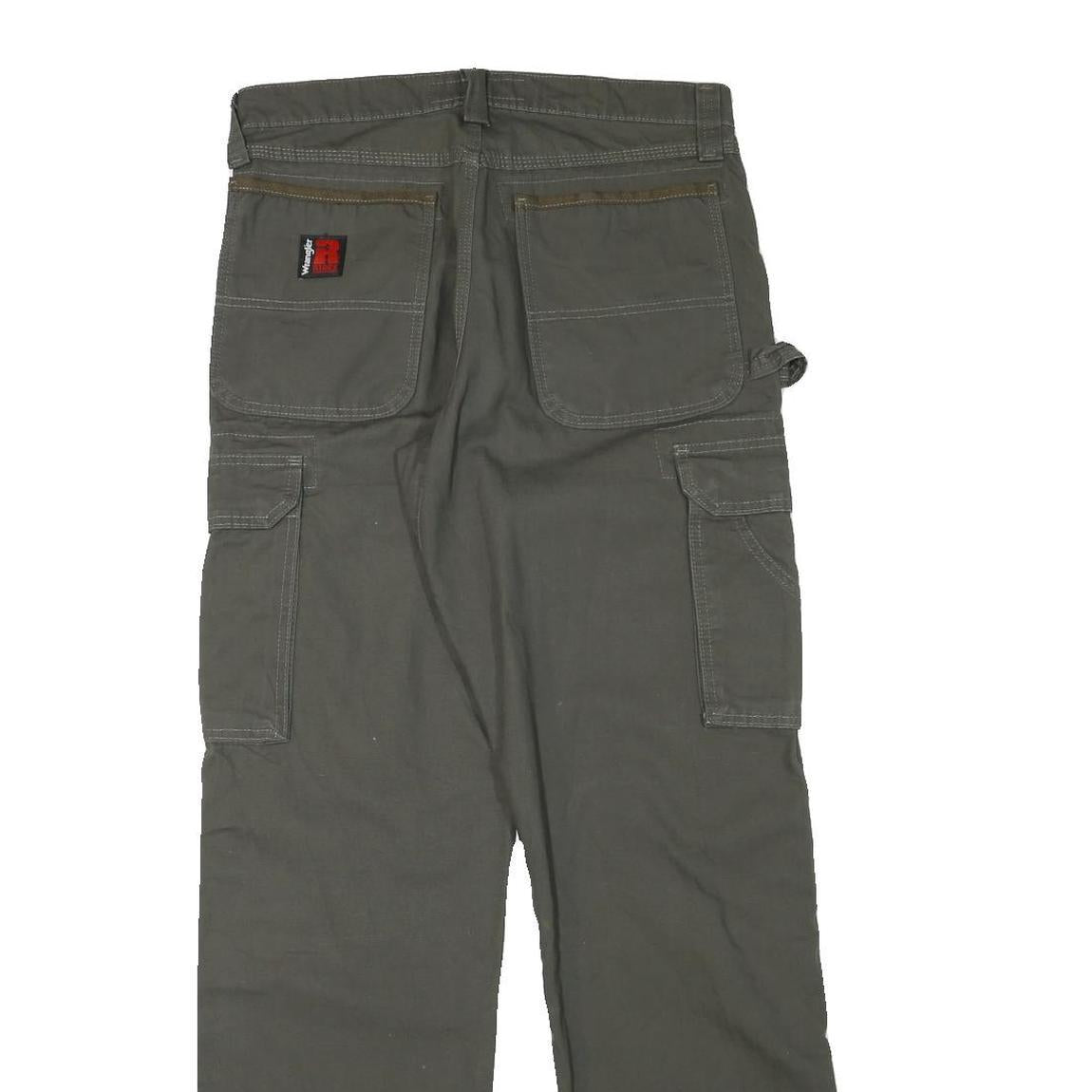 WRANGLER Mens Cotton Blend Grey Cargo Workwear Regular Fit Trousers W30 L33