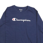 CHAMPION Mens Navy Blue Long Sleeve Crew Neck Graphic T-Shirt L