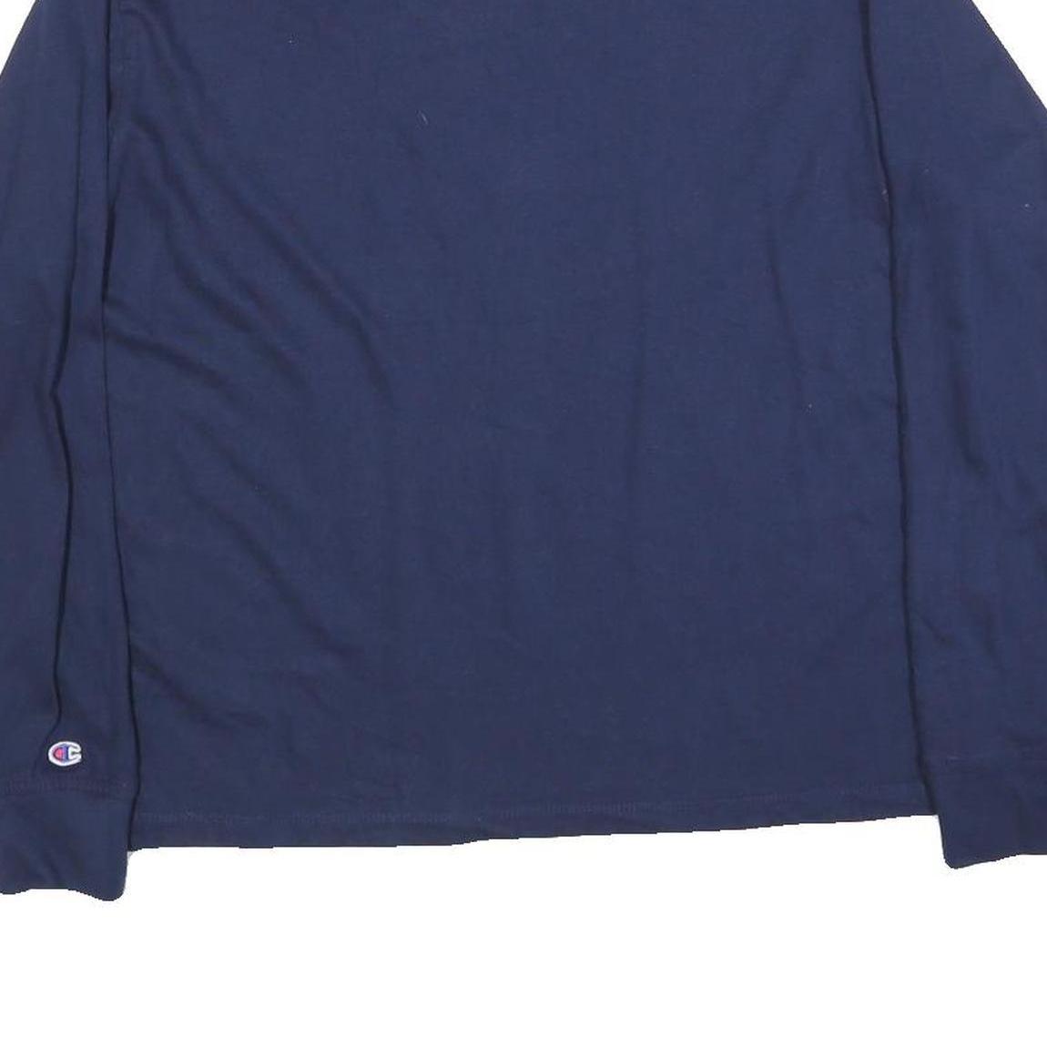 CHAMPION Mens Navy Blue Long Sleeve Crew Neck Graphic T-Shirt L