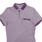 TED BAKER Mens Purple Polo Shirt Short Sleeve Geometric Print S Button Collar
