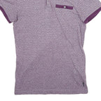 TED BAKER Mens Purple Polo Shirt Short Sleeve Geometric Print S Button Collar