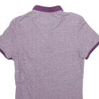 TED BAKER Mens Purple Polo Shirt Short Sleeve Geometric Print S Button Collar