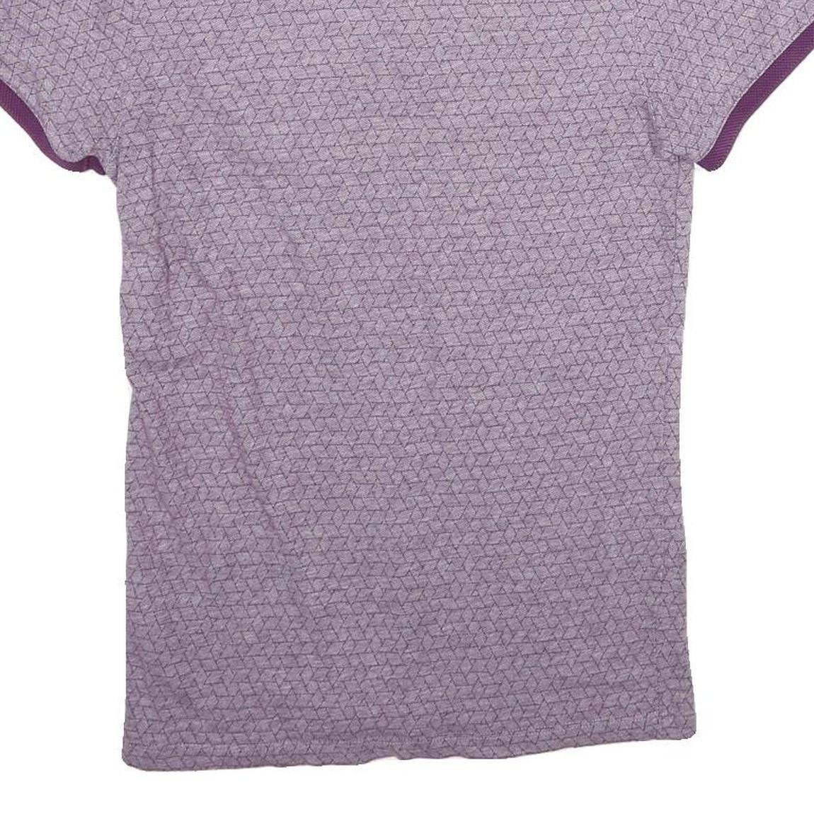 TED BAKER Mens Purple Polo Shirt Short Sleeve Geometric Print S Button Collar