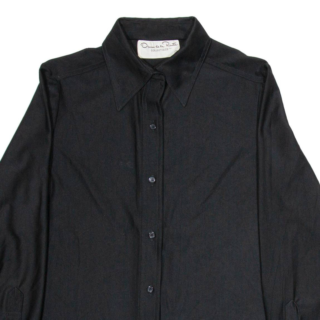 OSCAR DE LA RENTA Womens Plain Shirt Black Nylon Long Sleeve M
