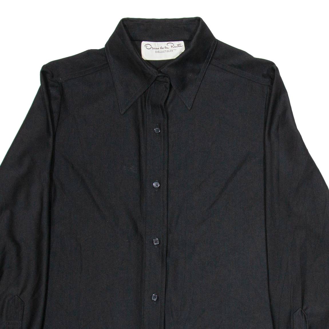 OSCAR DE LA RENTA Womens Plain Shirt Black Nylon Long Sleeve M