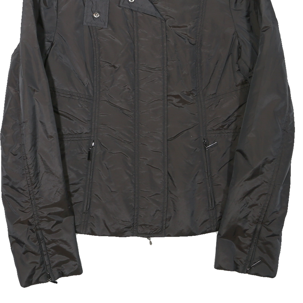 ZARA Womens Black Zip Jacket M Polyester Blend Plain Lightweight Stylish