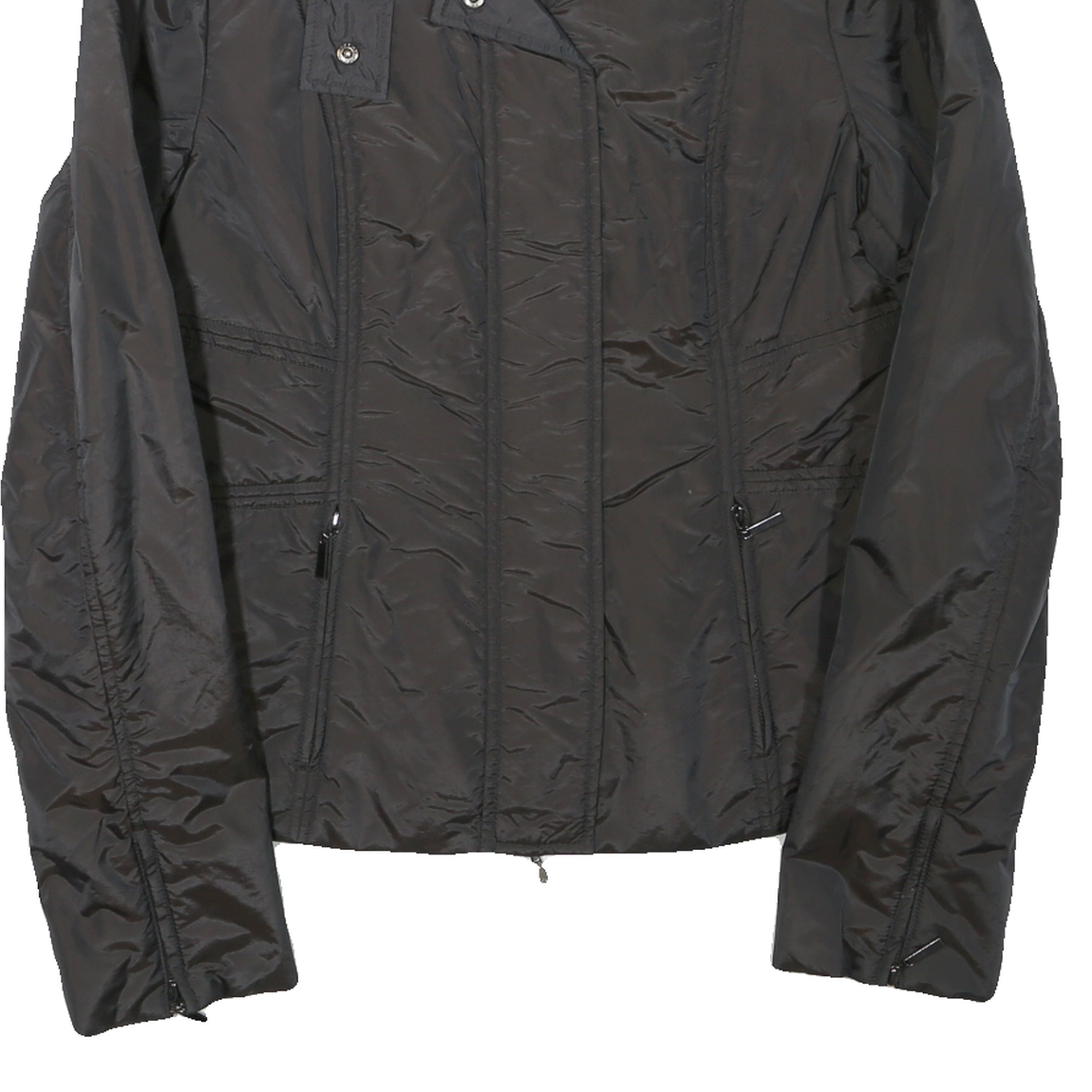 ZARA Womens Black Zip Jacket M Polyester Blend Plain Lightweight Stylish