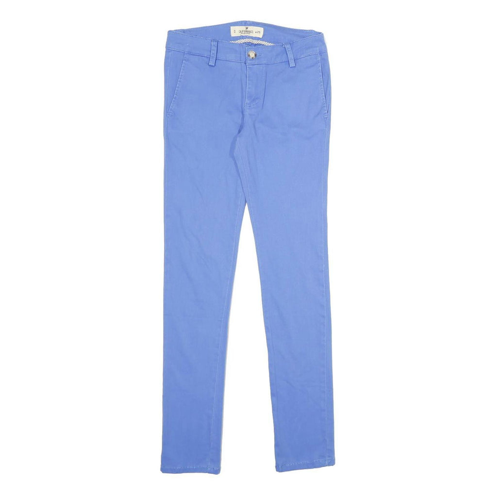 CLAIFORNIA & CO Womens Regular Fit Blue Trousers W25 L30 Cotton Blend Zip