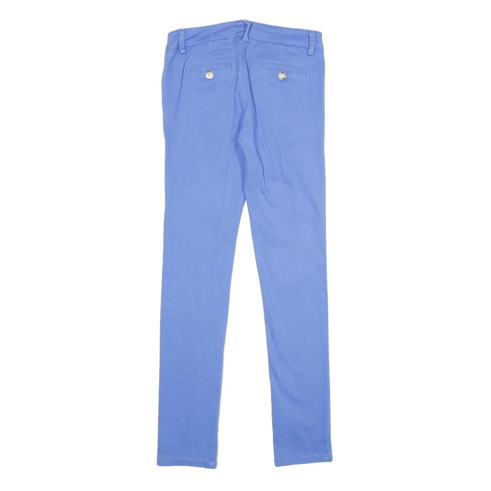 CLAIFORNIA & CO Womens Regular Fit Blue Trousers W25 L30 Cotton Blend Zip