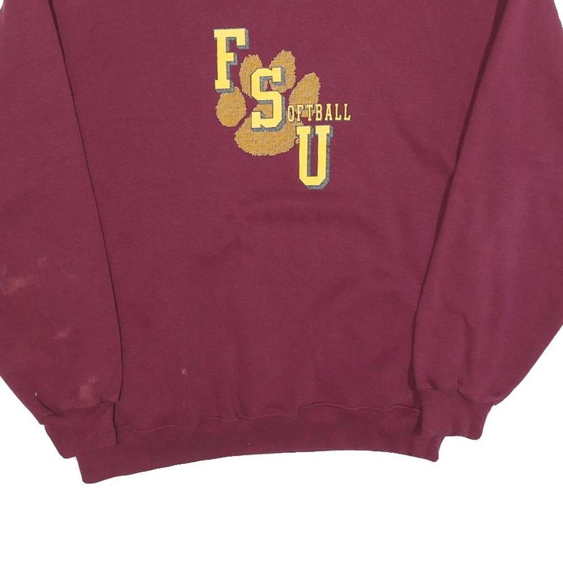 RUSSELL ATHLETIC Mens Maroon FSU Softball Crew Neck L Cotton Blend Sweatshirt