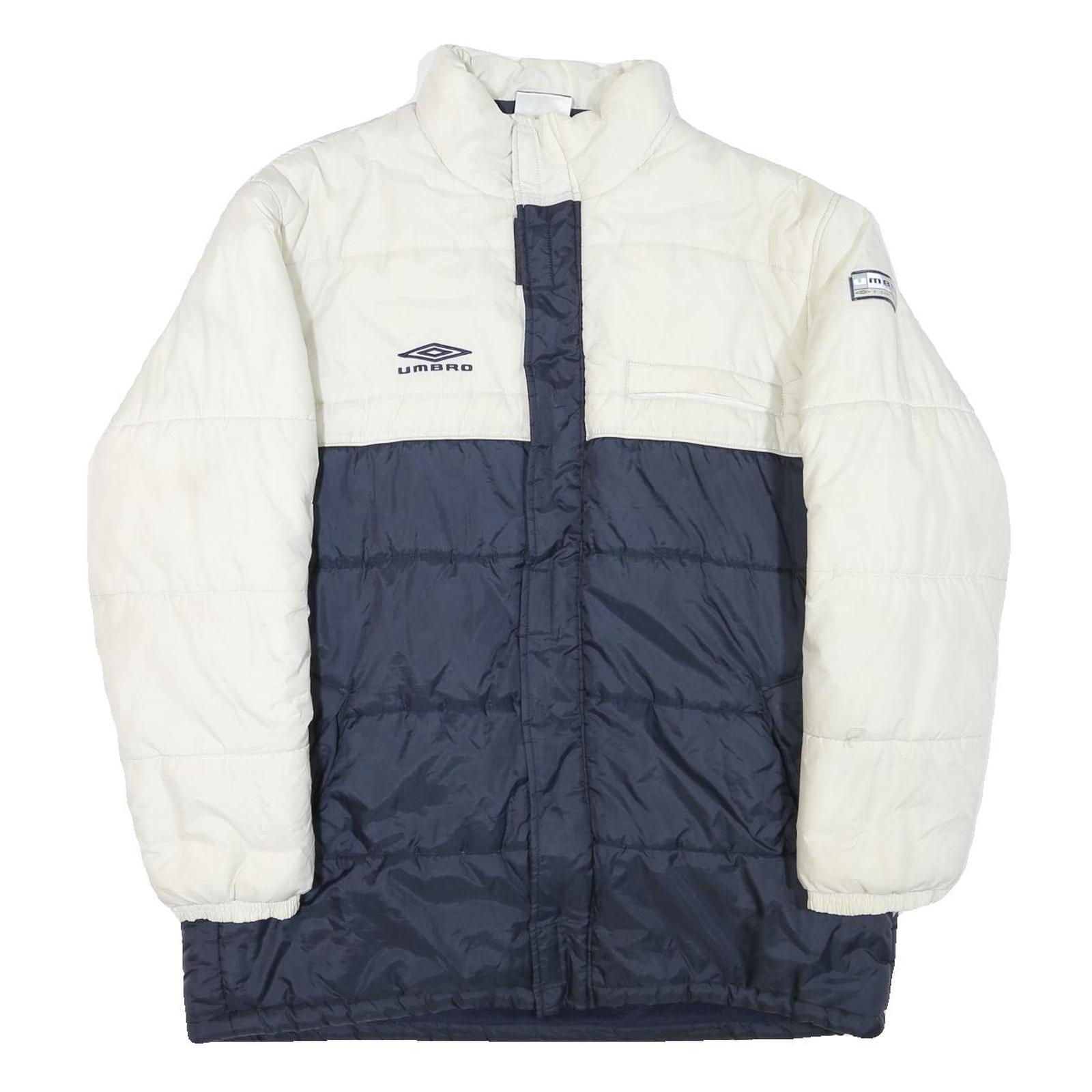 UMBRO Mens White & Navy Padded Zip Jacket XL Polyester Blend Casual Sportswear