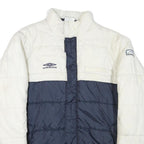 UMBRO Mens White & Navy Padded Zip Jacket XL Polyester Blend Casual Sportswear