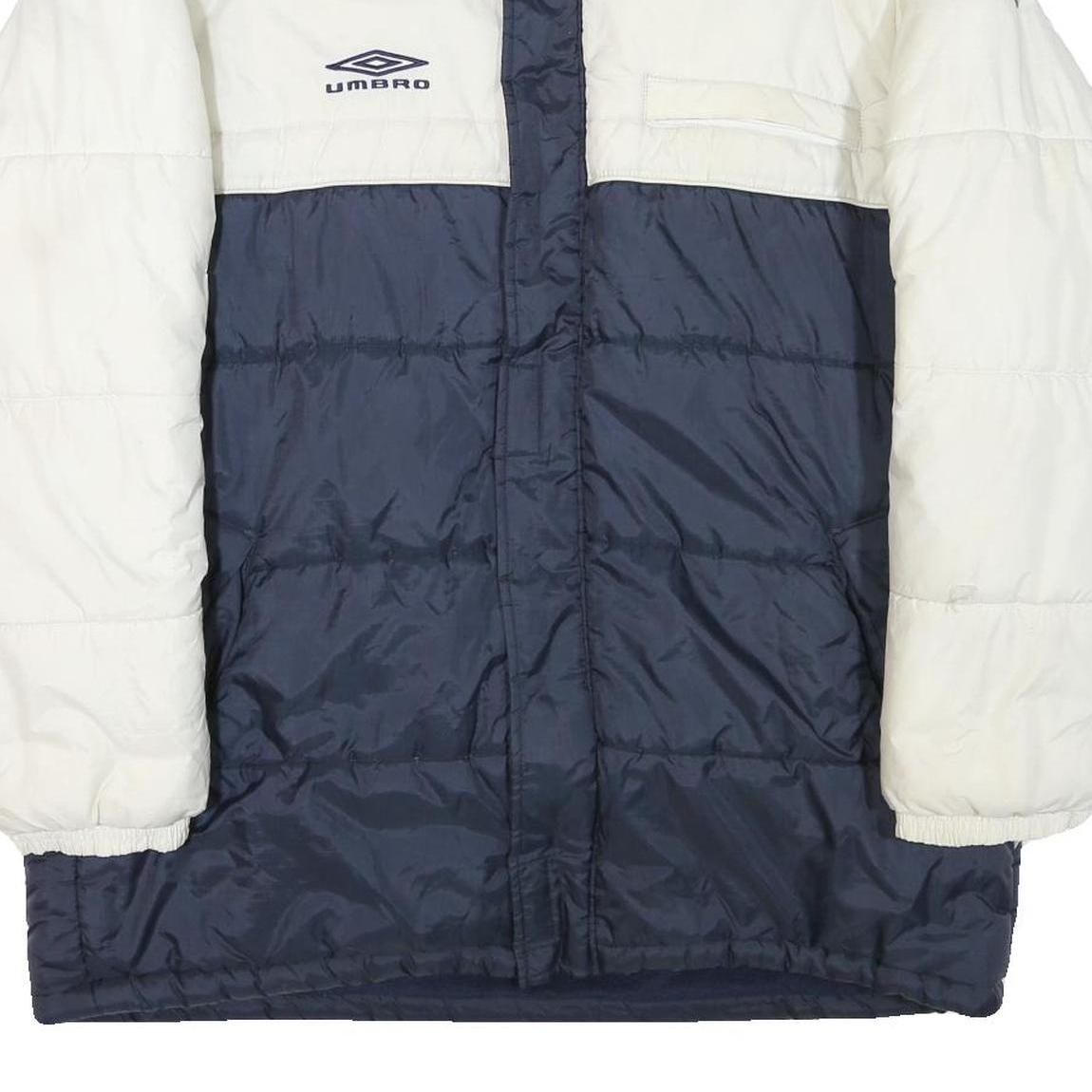 UMBRO Mens White & Navy Padded Zip Jacket XL Polyester Blend Casual Sportswear