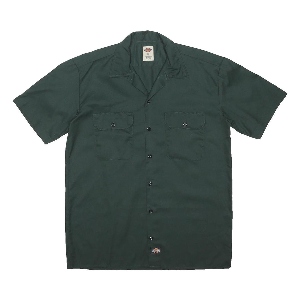 DICKIES Mens Green Work Shirt M Button Pocket Short Sleeve Durable