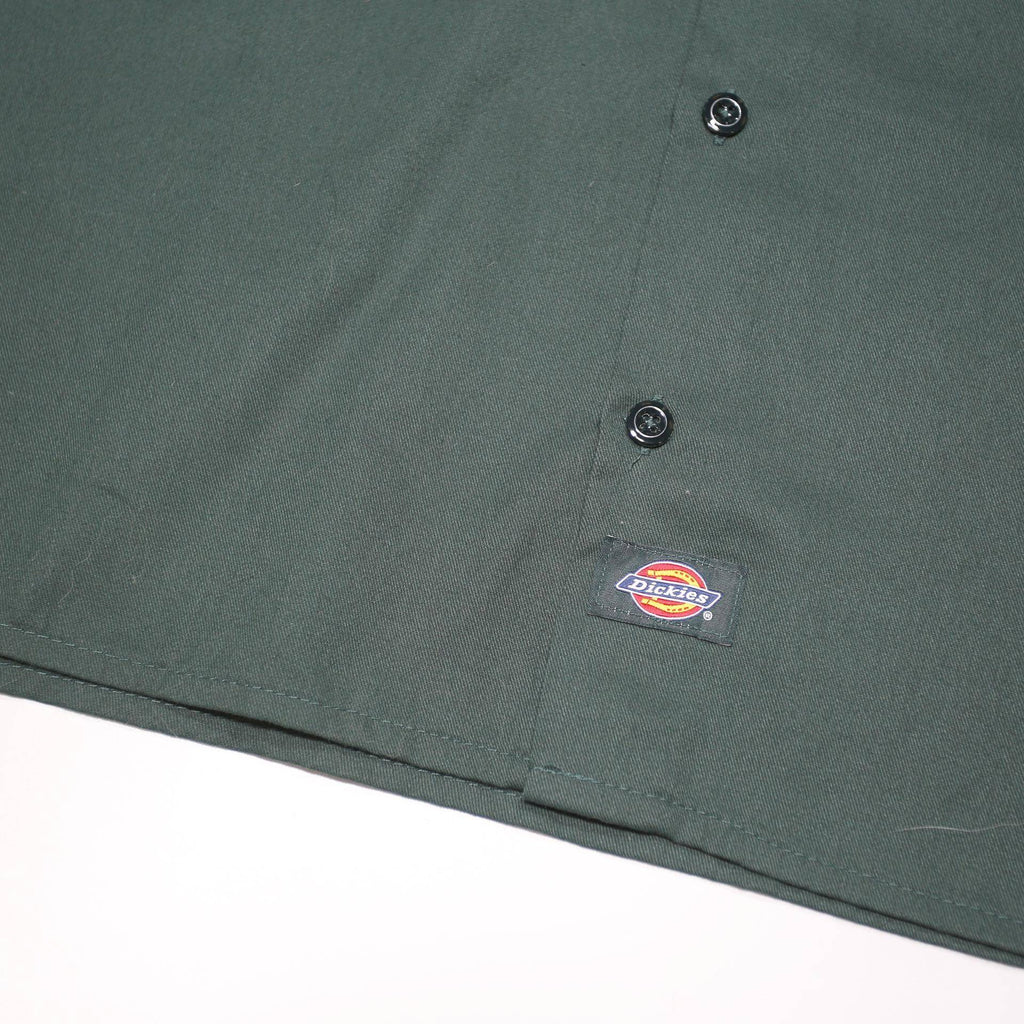 DICKIES Mens Green Work Shirt M Button Pocket Short Sleeve Durable