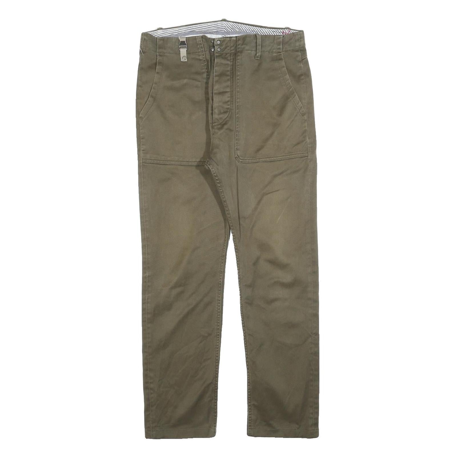 DIESEL Mens Cotton Blend Slim Tapered Trousers Olive Green W29 L28 Casual