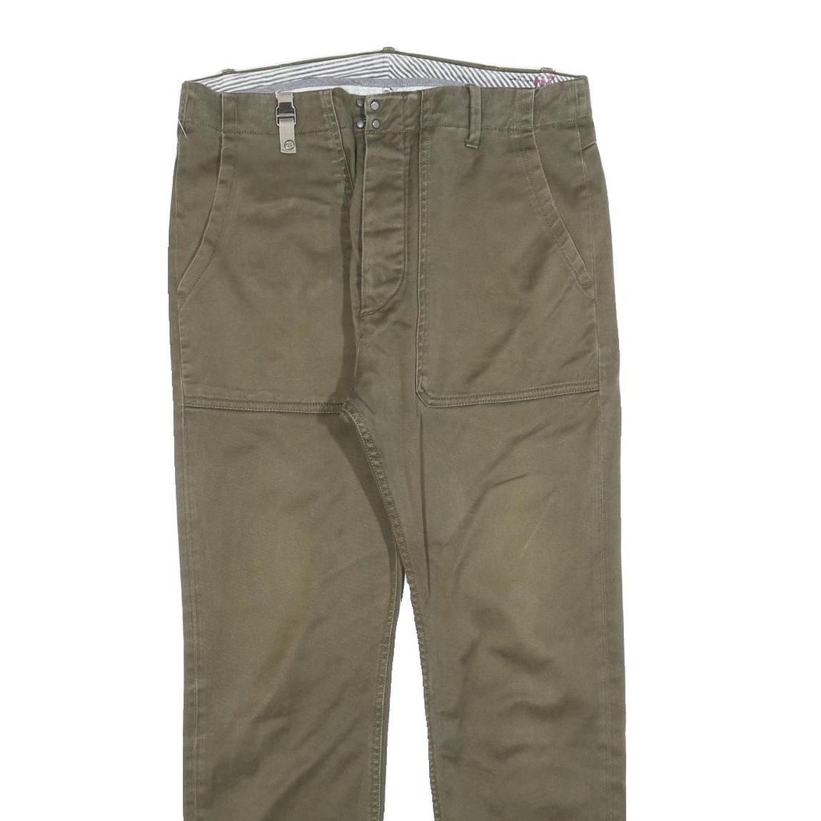 DIESEL Mens Cotton Blend Slim Tapered Trousers Olive Green W29 L28 Casual