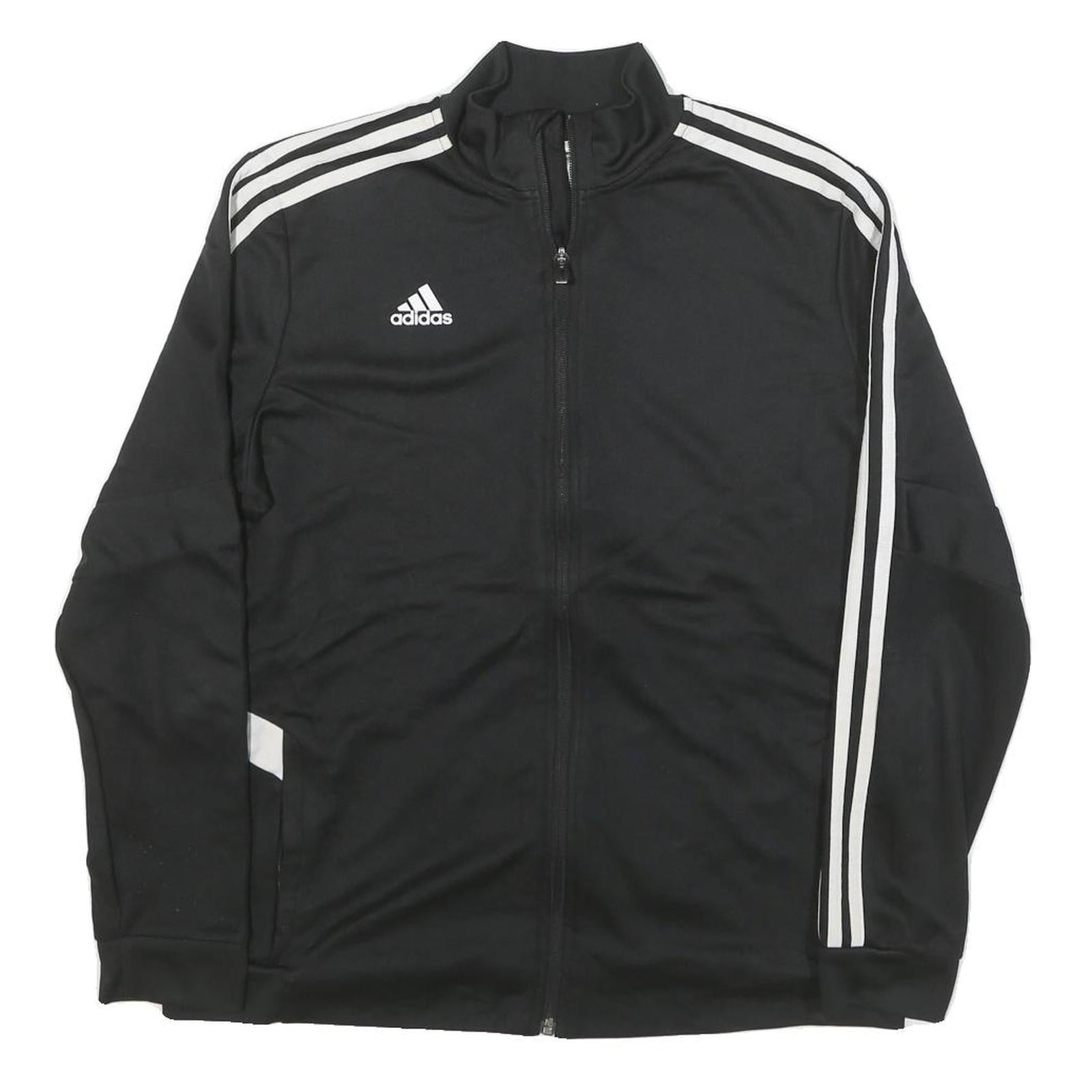 ADIDAS Womens Black & White Zip Track Jacket XL Polyester Blend Plain