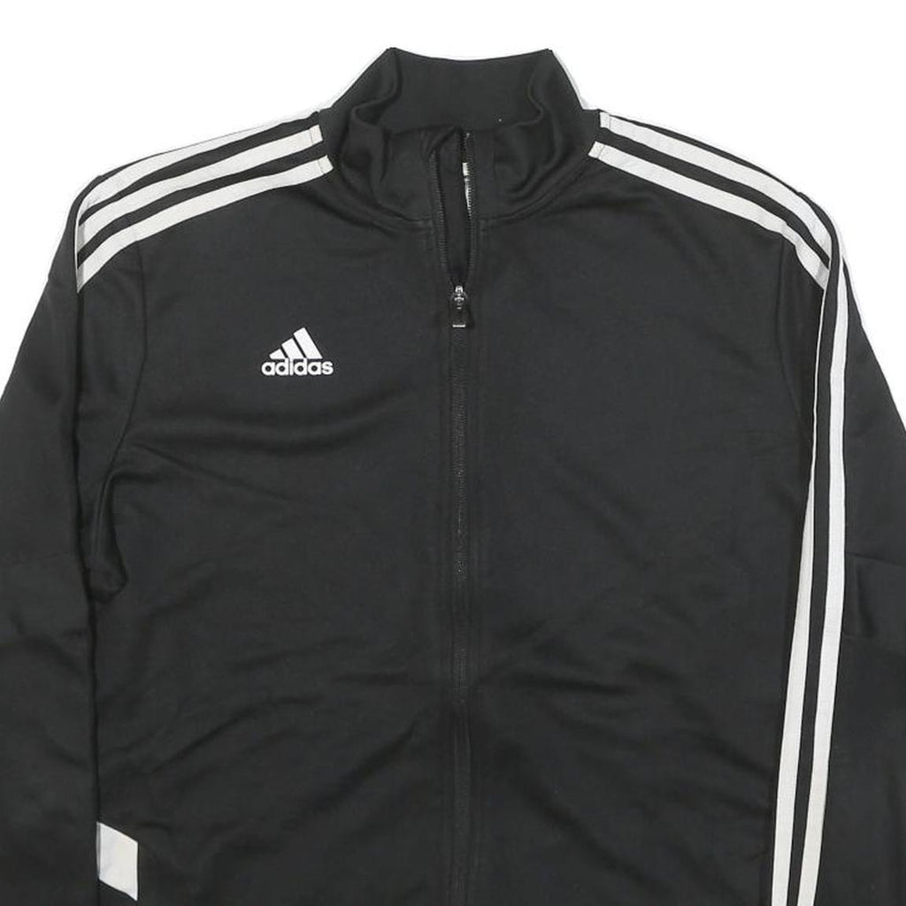 ADIDAS Womens Black & White Zip Track Jacket XL Polyester Blend Plain
