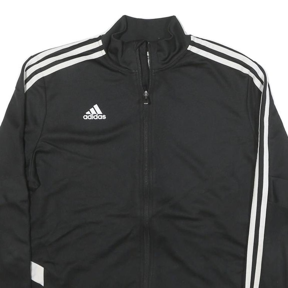 ADIDAS Womens Black & White Zip Track Jacket XL Polyester Blend Plain
