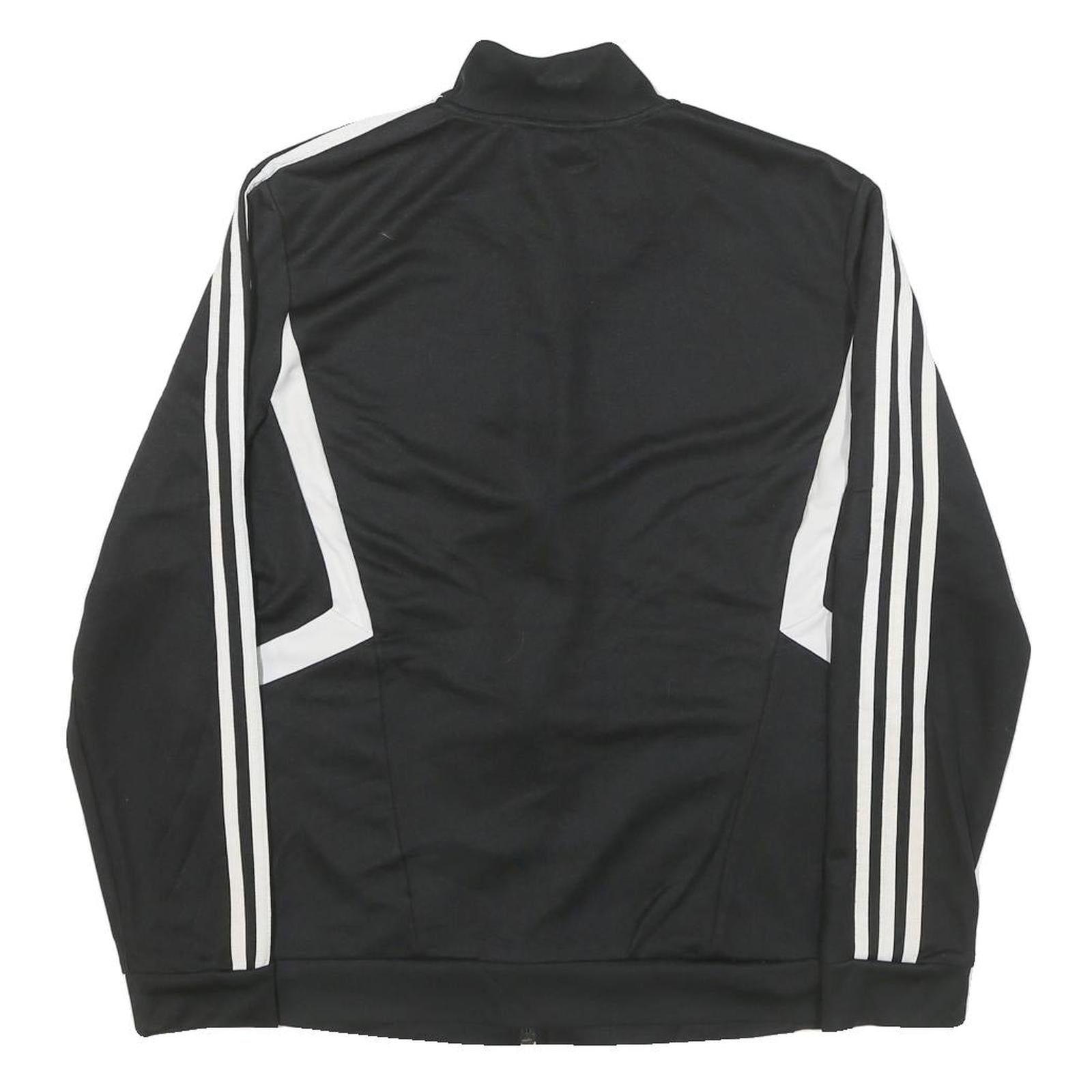 ADIDAS Womens Black & White Zip Track Jacket XL Polyester Blend Plain