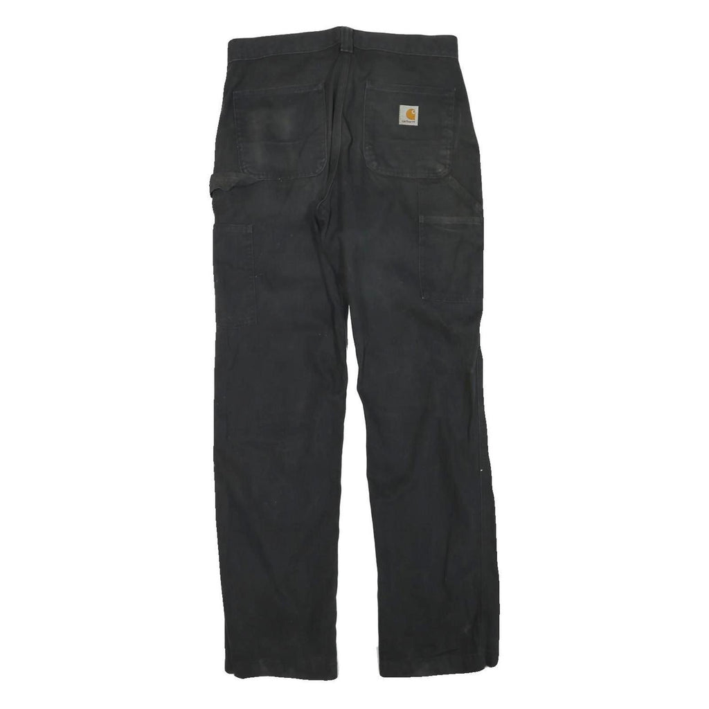 CARHARTT Mens Cotton Blend Black Regular Straight Trousers W30 L32 Workwear Zip