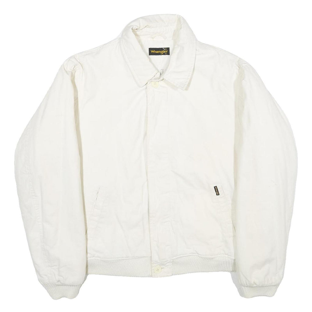 WRANGLER Mens White Cotton Zip Jacket XL Plain Casual Classic Outerwear