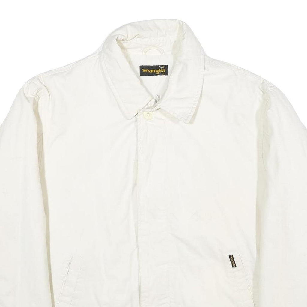 WRANGLER Mens White Cotton Zip Jacket XL Plain Casual Classic Outerwear