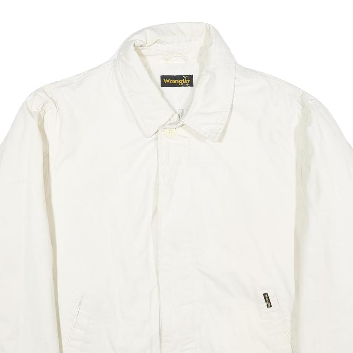 WRANGLER Mens White Cotton Zip Jacket XL Plain Casual Classic Outerwear