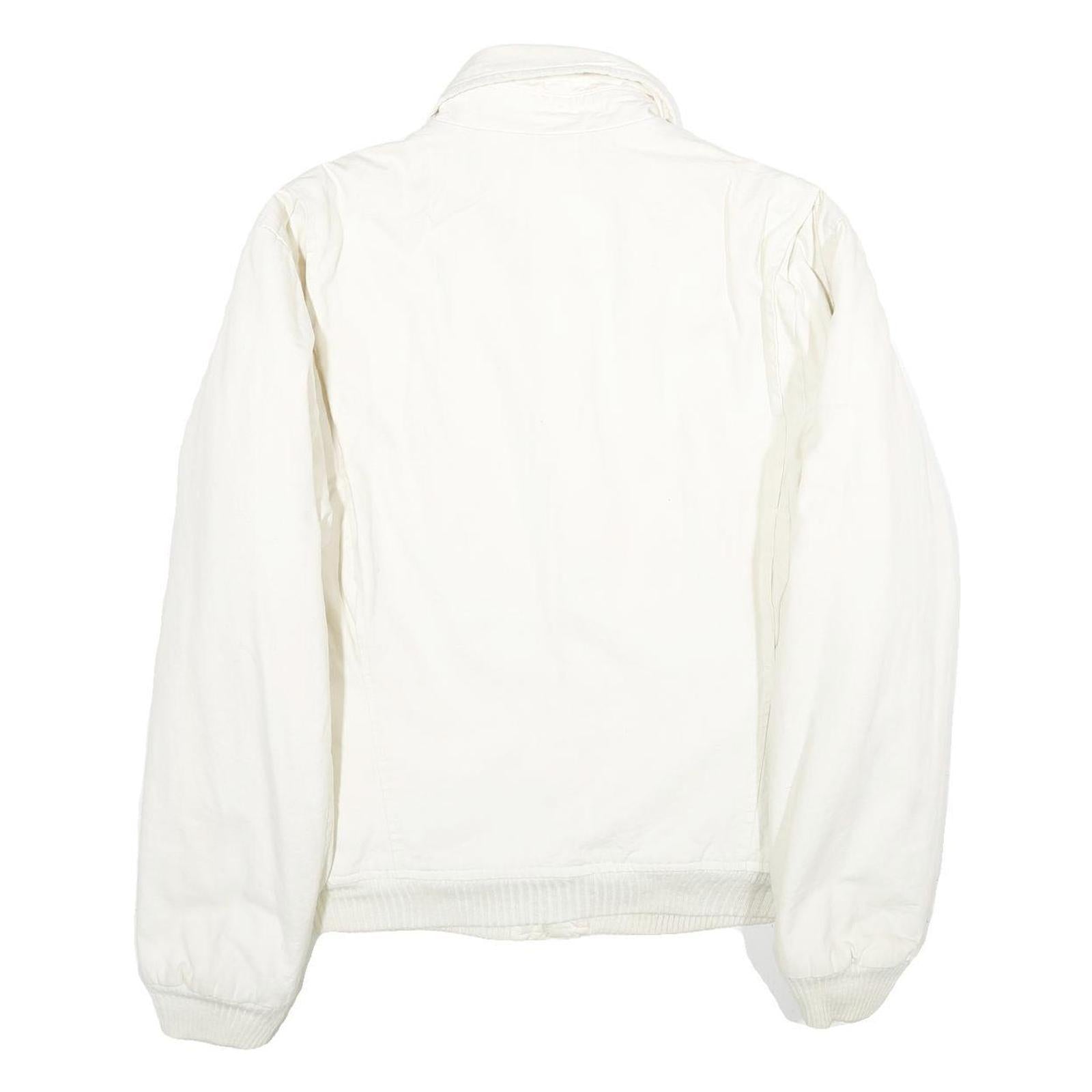 WRANGLER Mens White Cotton Zip Jacket XL Plain Casual Classic Outerwear