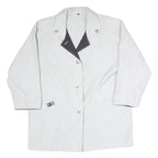Womens White & Grey Button Closure Jacket XL Polyester Blend Classic Plain Style