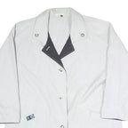 Womens White & Grey Button Closure Jacket XL Polyester Blend Classic Plain Style