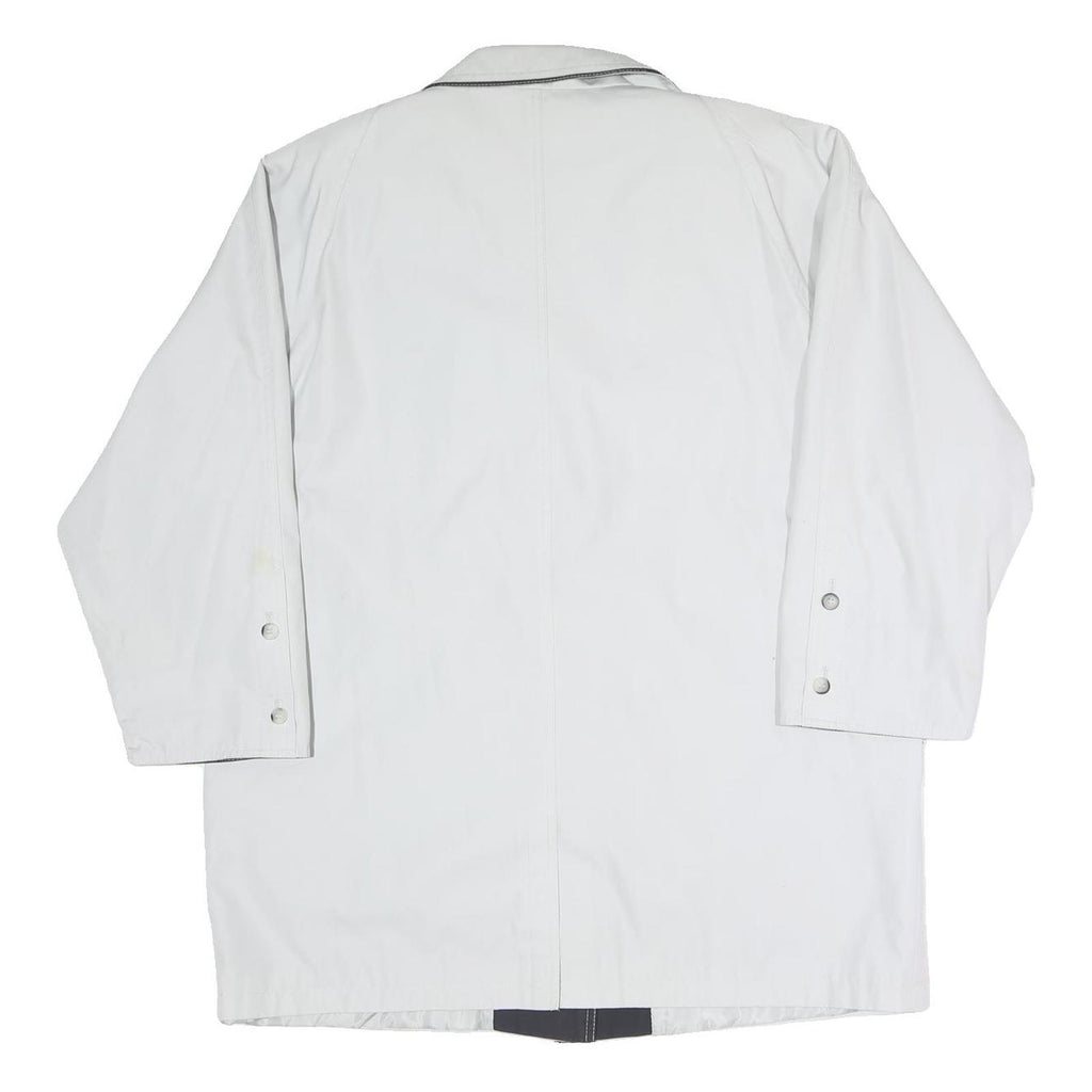 Womens White & Grey Button Closure Jacket XL Polyester Blend Classic Plain Style