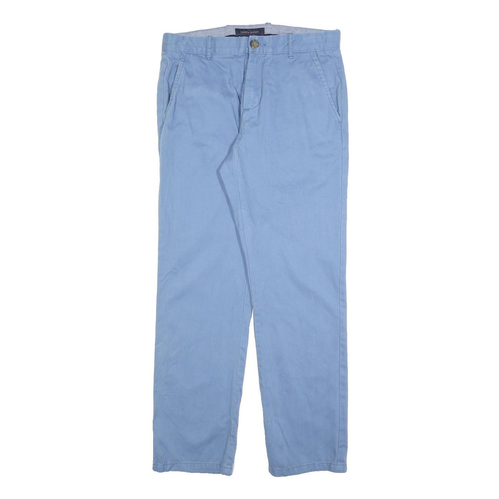 TOMMY HILFIGER Mens Cotton Blend Blue Regular Fit Straight Trousers W29 L30