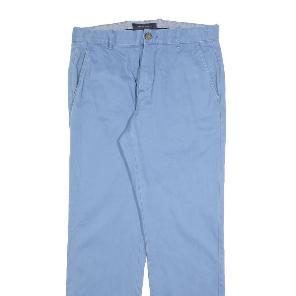 TOMMY HILFIGER Mens Cotton Blend Blue Regular Fit Straight Trousers W29 L30