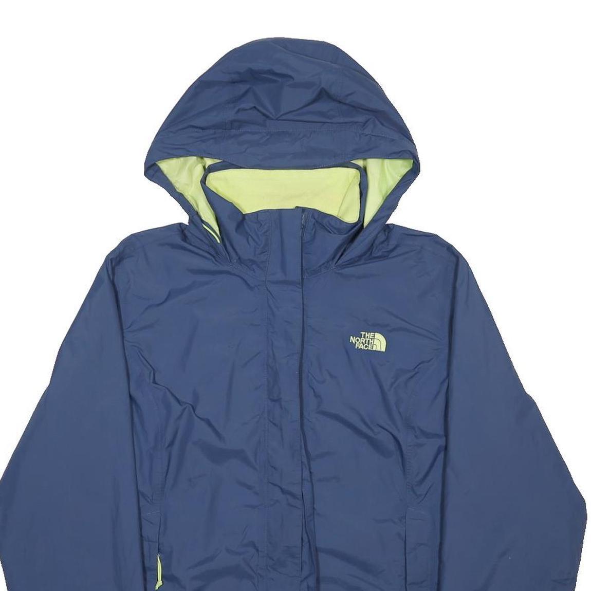 THE NORTH FACE Womens Blue & Lime Hooded Zip Jacket XL Nylon Outdoor Rain