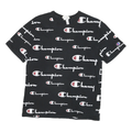 CHAMPION Womens Black Graphic T-Shirt S Short Sleeve Crew Neck Premium Cotton