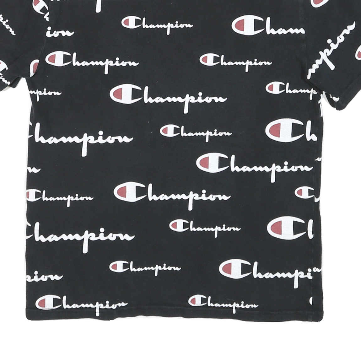 CHAMPION Womens Black Graphic T-Shirt S Short Sleeve Crew Neck Premium Cotton